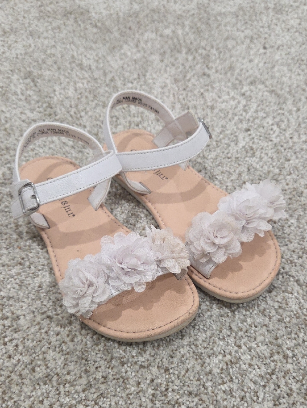 Girls White Floral Ankle-Strap Sandals - Cute Dress Sandals